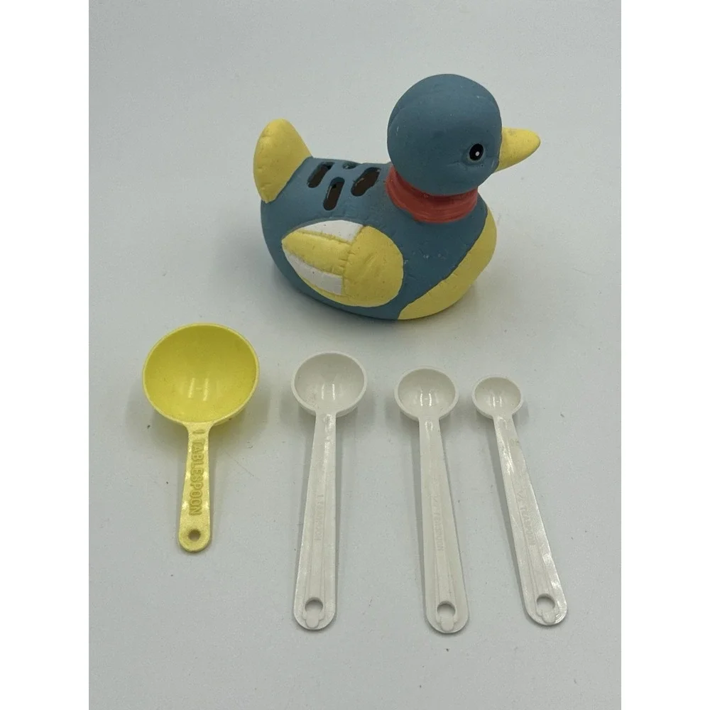 Vintage Handpainted Ceramic Duck With Measuring Spoons